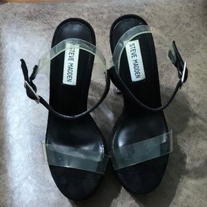 High heeled lucite platform worn once